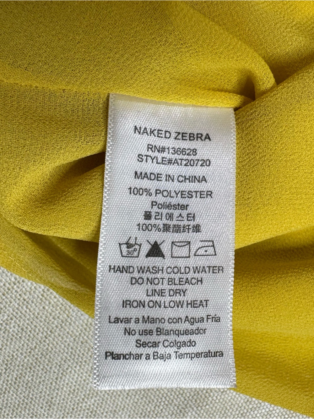 Naked Zebra Yellow Strappy Halter Blouse Keyhole Back Tank Top S - Picture 7 of 10